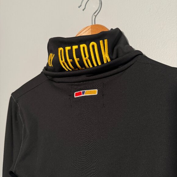 NWT Pyer Moss x Reebok Cropped Logo Black Turtleneck Embroidered Mock Tee Top - Picture 7 of 9